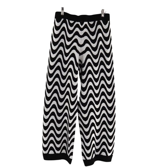 H&M Divided Knit Pants Women M Black Retro Relaxed Casual Groovy Athleisure 70's - Picture 3 of 6